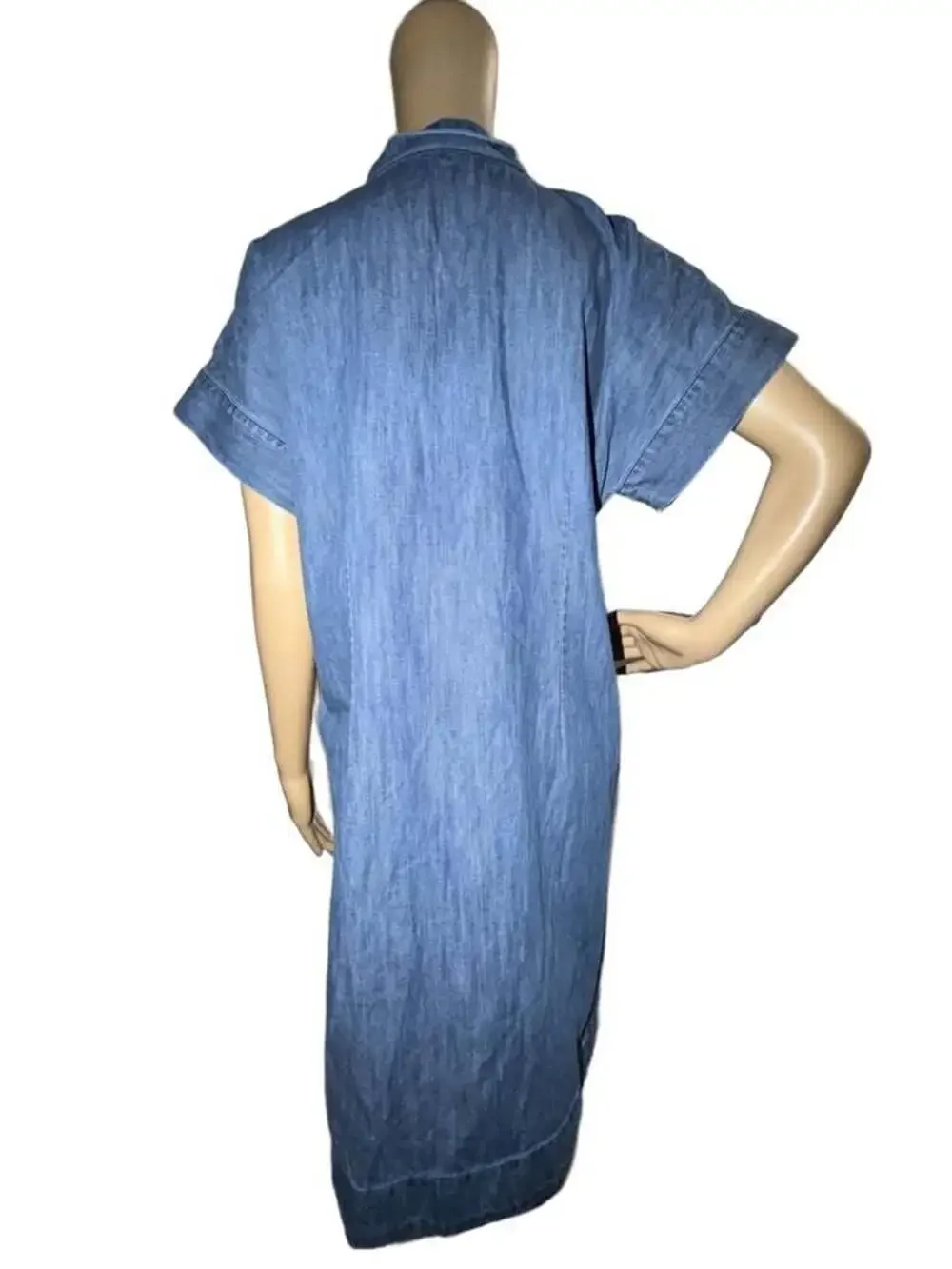 Talbots Women's Short Sleeve Denim Midi Dress